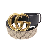 GG Supreme and Marmont Leather Belt Brown - Lab Luxury Resale