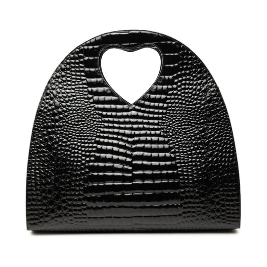 Croc Embossed Patent Handbag Black - Lab Luxury Resale