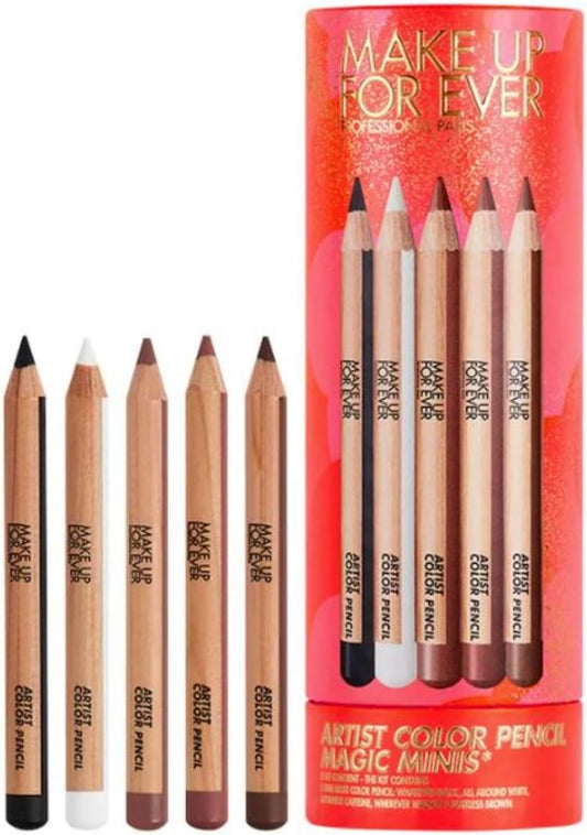 Make Up For Ever Artist Color Pencil Magic Minis set with vibrant, unopened makeup pencils for artistic beauty application.