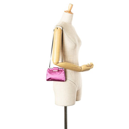 Satin Clasp Clutch on Strap Pink - Lab Luxury Resale