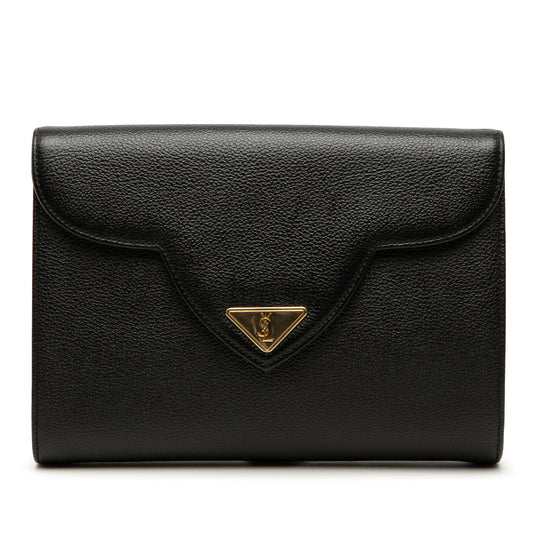 Grained Calfskin Clutch Black - Lab Luxury Resale