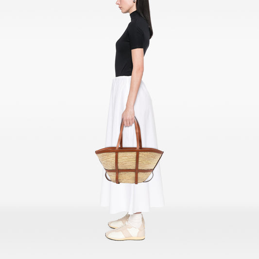 Medium Raffia Gridded Classic Panier Tote Beige - Lab Luxury Resale