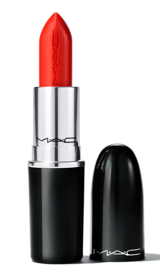 M.A.C Lustreglass Sheer-Shine Lipstick in various shades, glossy finish, new in box, for vibrant, natural-looking lips.