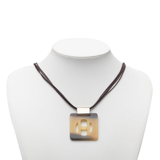Buffalo Horn Square Pendant Necklace Brown - Lab Luxury Resale