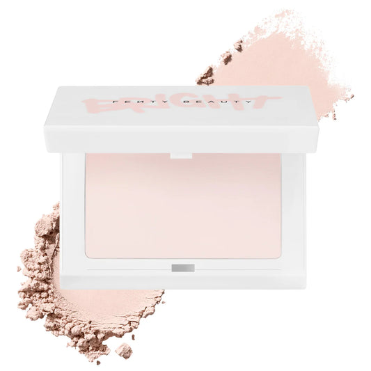 Fenty Beauty Bright Fix Instant Brightening and Setting Powder in rose shade, new in box, with smooth, matte finish for radiant skin.