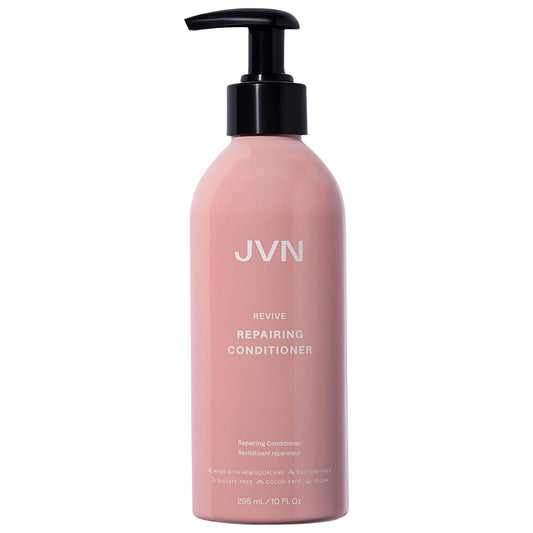 JVN Revive Repairing Conditioner 295ml bottle, showcasing sleek packaging and product label for hair care and beauty.