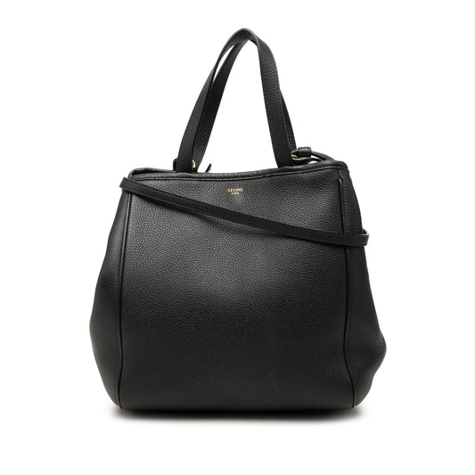 Small Grained Calfskin Folded Cabas Tote Black - Lab Luxury Resale