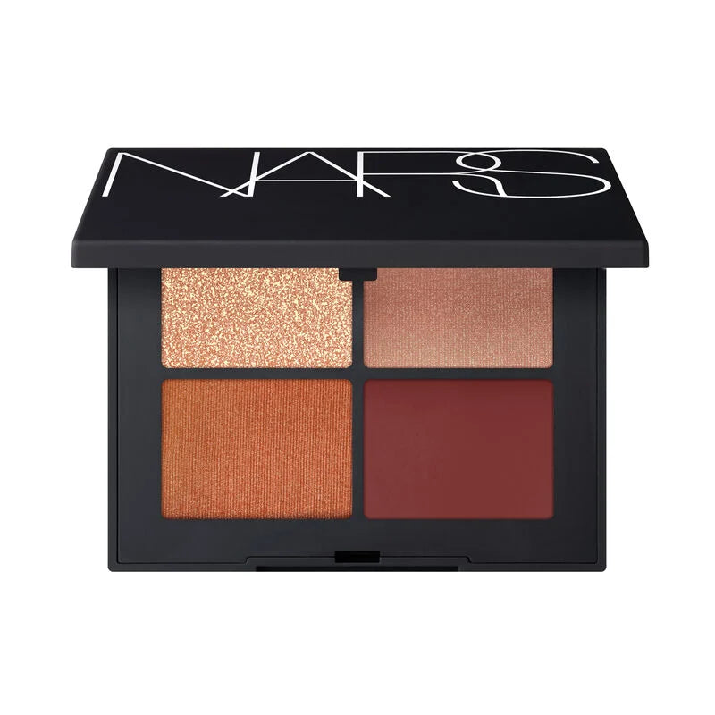 NARS Taj Mahal eyeshadow quad with four warm-toned shades in sleek packaging, perfect for versatile eye makeup looks.
