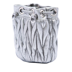 Mini Metallic Matelasse Nappa Crystal Chain Bucket Bag Silver - Lab Luxury Resale