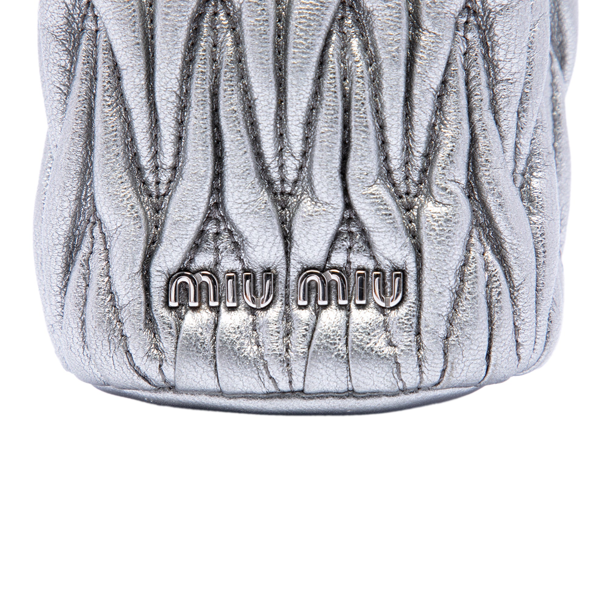 Mini Metallic Matelasse Nappa Crystal Chain Bucket Bag Silver - Lab Luxury Resale