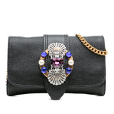 Leather Crystal Embellished Crossbody Black - Lab Luxury Resale