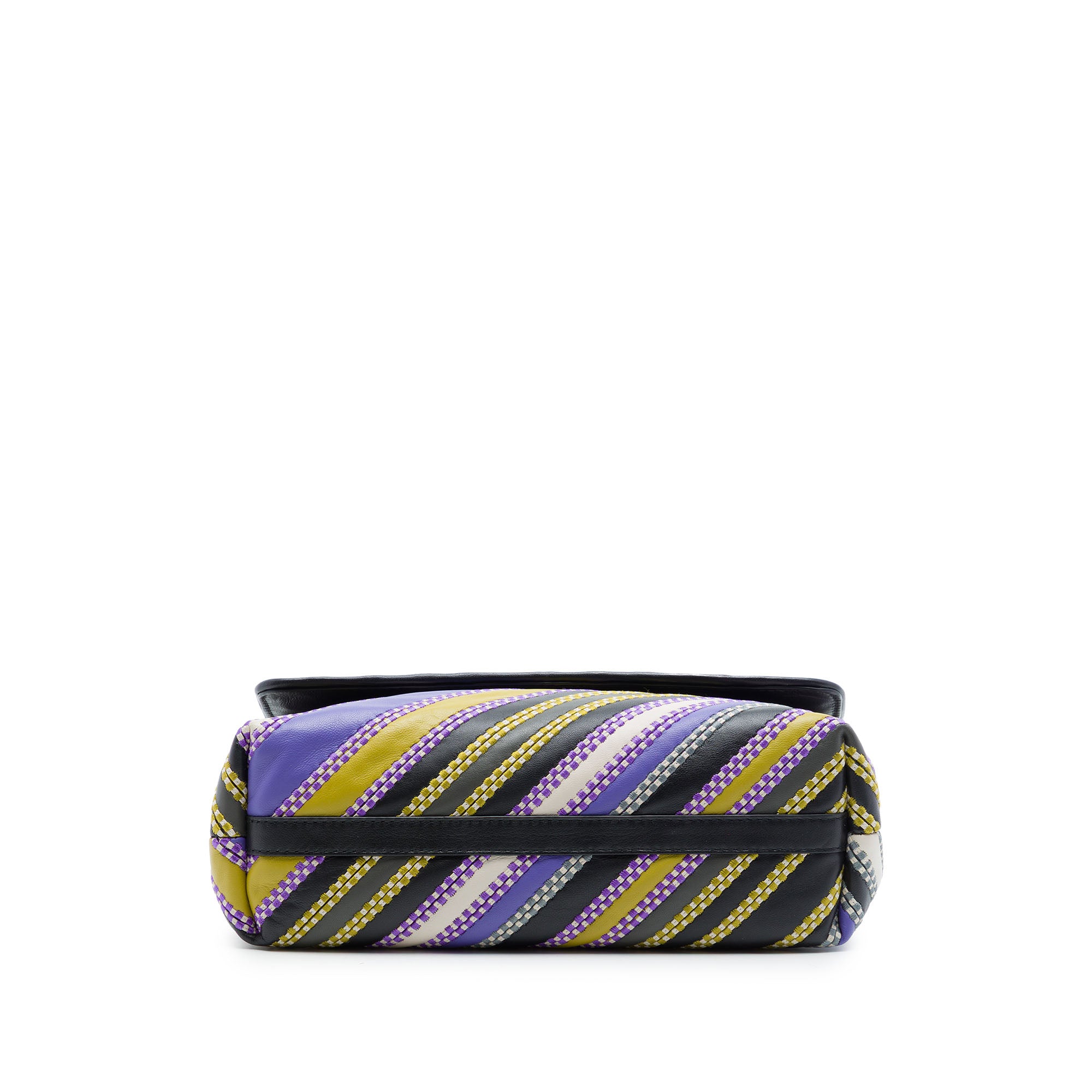 Small Nappa Diagonal Stripe Satchel Purple - Lab Luxury Resale