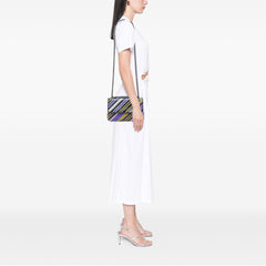 Small Nappa Diagonal Stripe Satchel Purple - Lab Luxury Resale