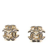 Pre-Owned Chanel CC Gold Plated Enamel Cube Logo Push Back Earrings