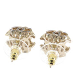 CC Gold Plated Enamel Cube Logo Push Back Earrings Gold - Lab Luxury Resale