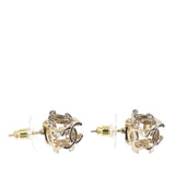 CC Gold Plated Enamel Cube Logo Push Back Earrings Gold - Lab Luxury Resale