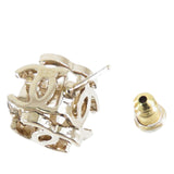 CC Gold Plated Enamel Cube Logo Push Back Earrings Gold - Lab Luxury Resale