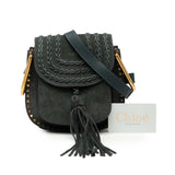 Small Suede Braided Hudson Crossbody Green - Lab Luxury Resale
