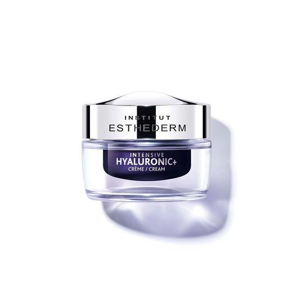 Institut Esthederm Intensive Hyaluronic+ anti-wrinkle smoothing cream in 50ml jar, showing the product container and branding