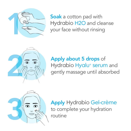 Bioderma Hydrabio Hyalu+ Serum 30ml bottle with dropper, hydrating skincare product for radiant, plump skin.