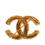 Gold Plated Baroque Embossed CC Logo Brooch Gold - Lab Luxury Resale
