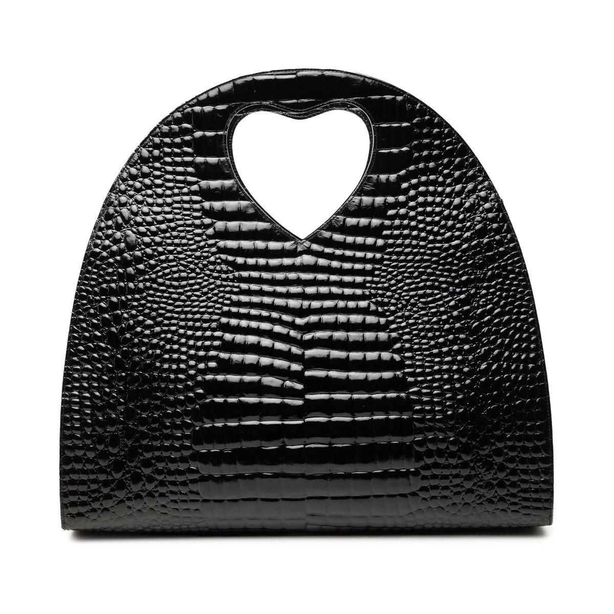 Croc Embossed Patent Handbag Black - Lab Luxury Resale