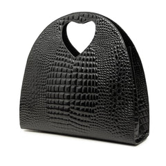 Croc Embossed Patent Handbag Black - Lab Luxury Resale