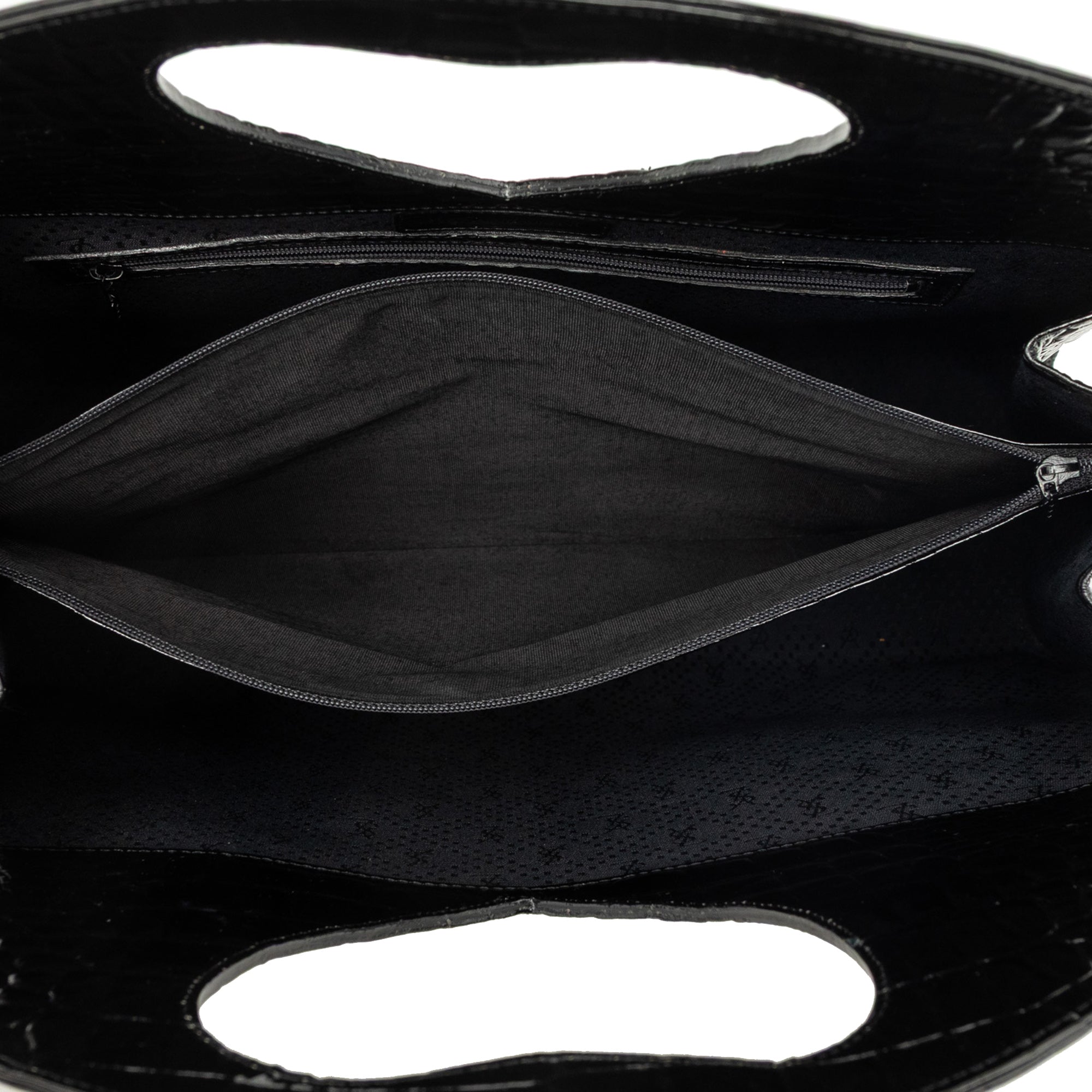 Croc Embossed Patent Handbag Black - Lab Luxury Resale