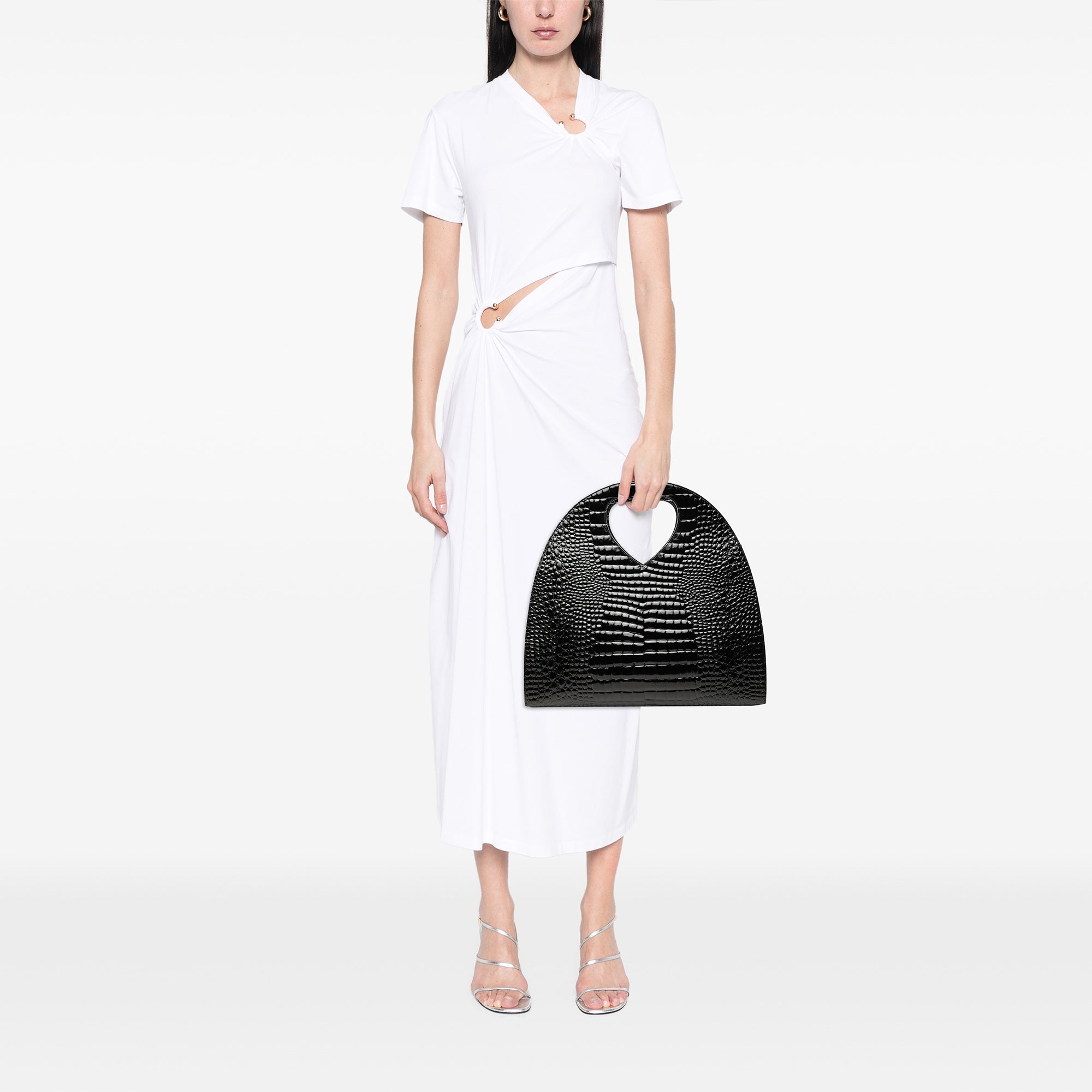 Croc Embossed Patent Handbag Black - Lab Luxury Resale