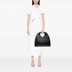 Croc Embossed Patent Handbag Black - Lab Luxury Resale