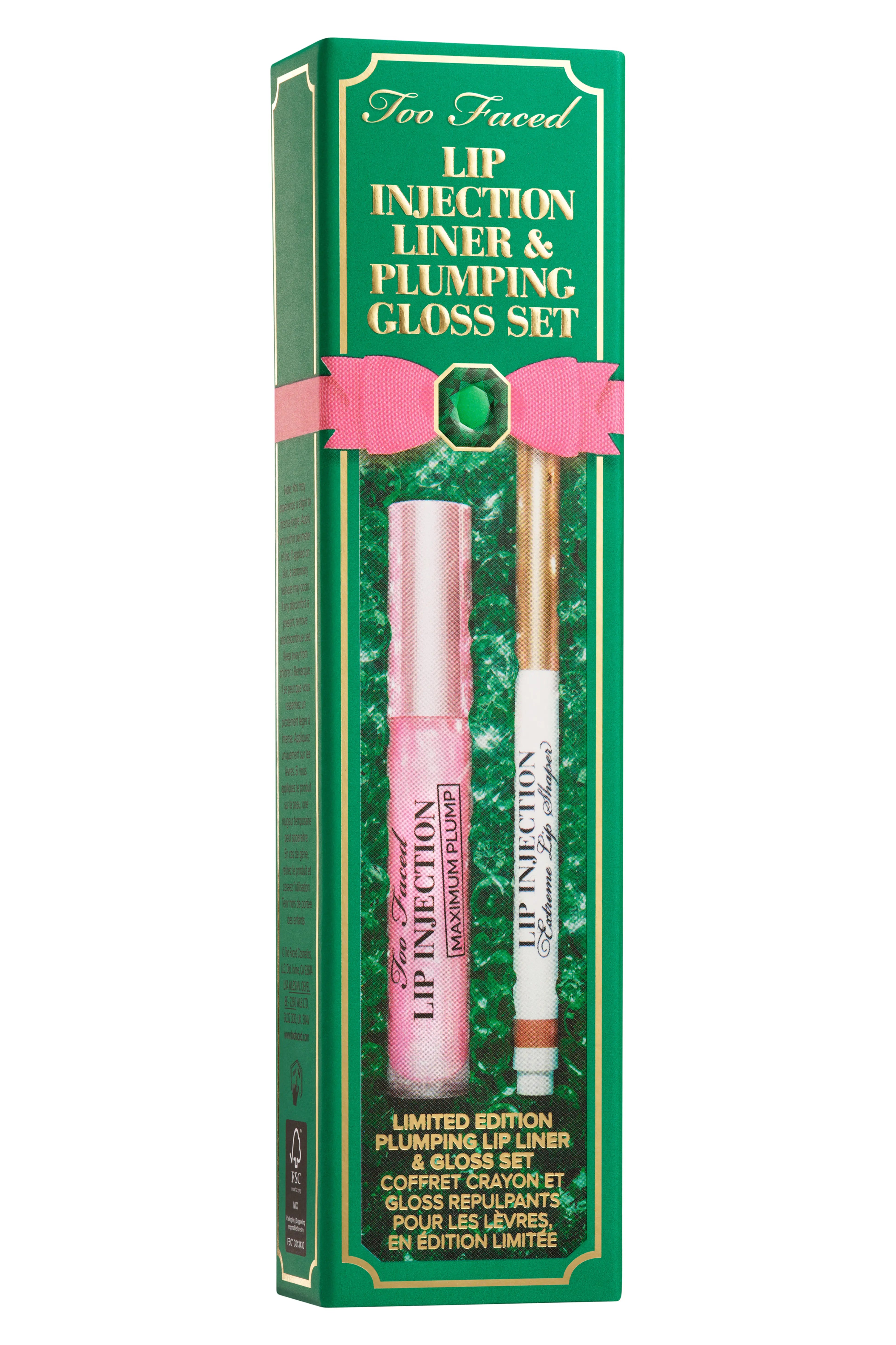 Too Faced Lip Injection lip liner and plumping gloss set, unopened, featuring the lip enhancing products in their packaging.