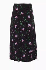 Rixo Georgia silk skirt in size S, featuring a flowy design and vibrant multi-colored pattern, perfect for stylish outfits.