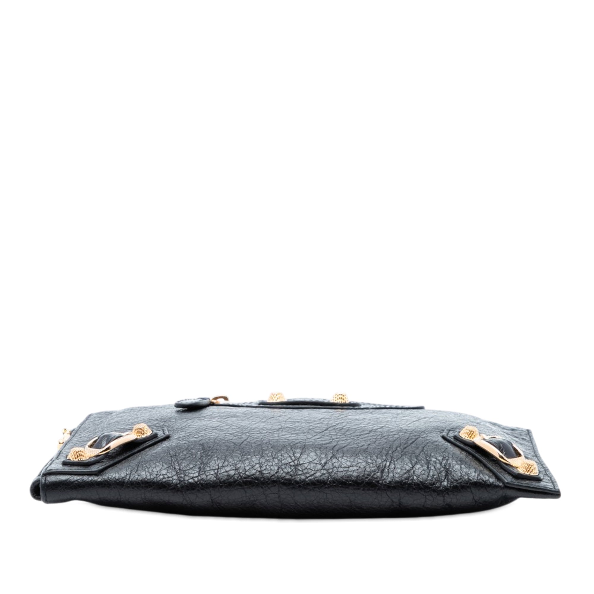 Lambskin Motocross Giant 12 Zip Around Flat Clutch Black - Lab Luxury Resale