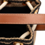 Small Triomphe Raffia Drawstring Bucket Bag Brown - Lab Luxury Resale