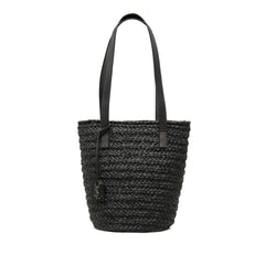 Small Raffia Panier Tote Black - Lab Luxury Resale