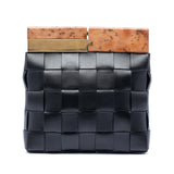 Lambskin Maxi Intrecciato The Snap Clutch Black - Lab Luxury Resale