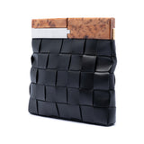 Lambskin Maxi Intrecciato The Snap Clutch Black - Lab Luxury Resale