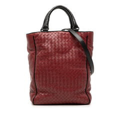 Bicolor Nappa Intrecciato Vertical Convertible Satchel Black - Lab Luxury Resale