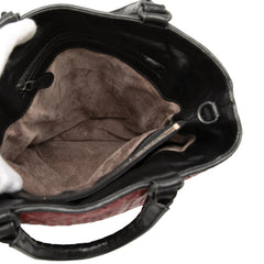 Bicolor Nappa Intrecciato Vertical Convertible Satchel Black - Lab Luxury Resale