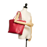 Celine Horizontal Cabas Leather Tote Bag Red