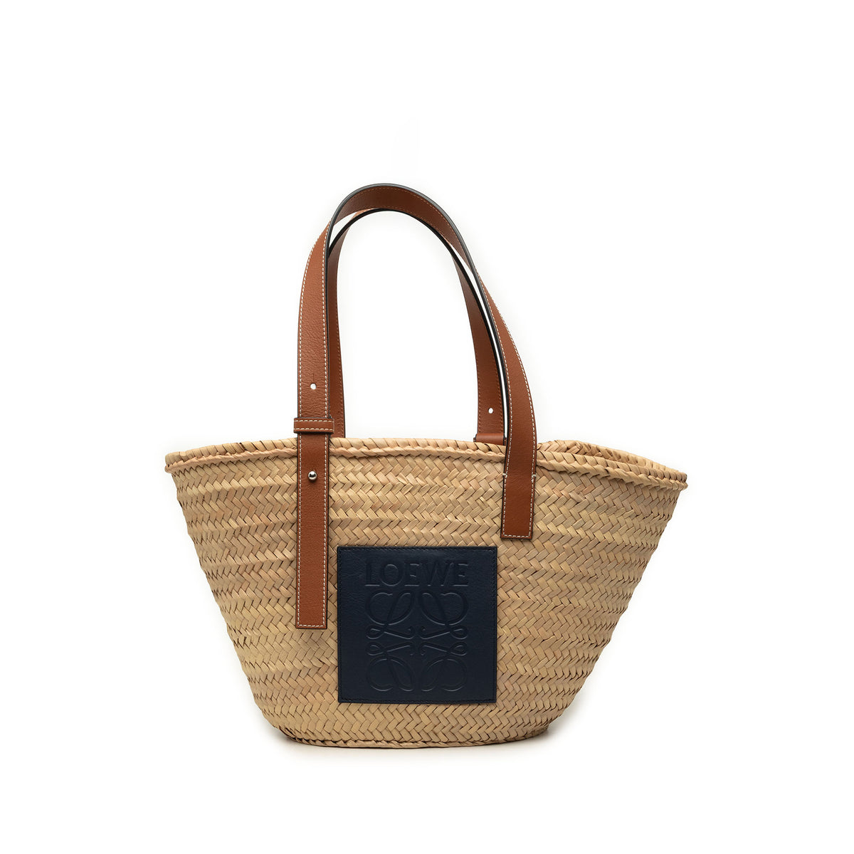 Small Raffia Anagram Basket Tote Beige - Lab Luxury Resale