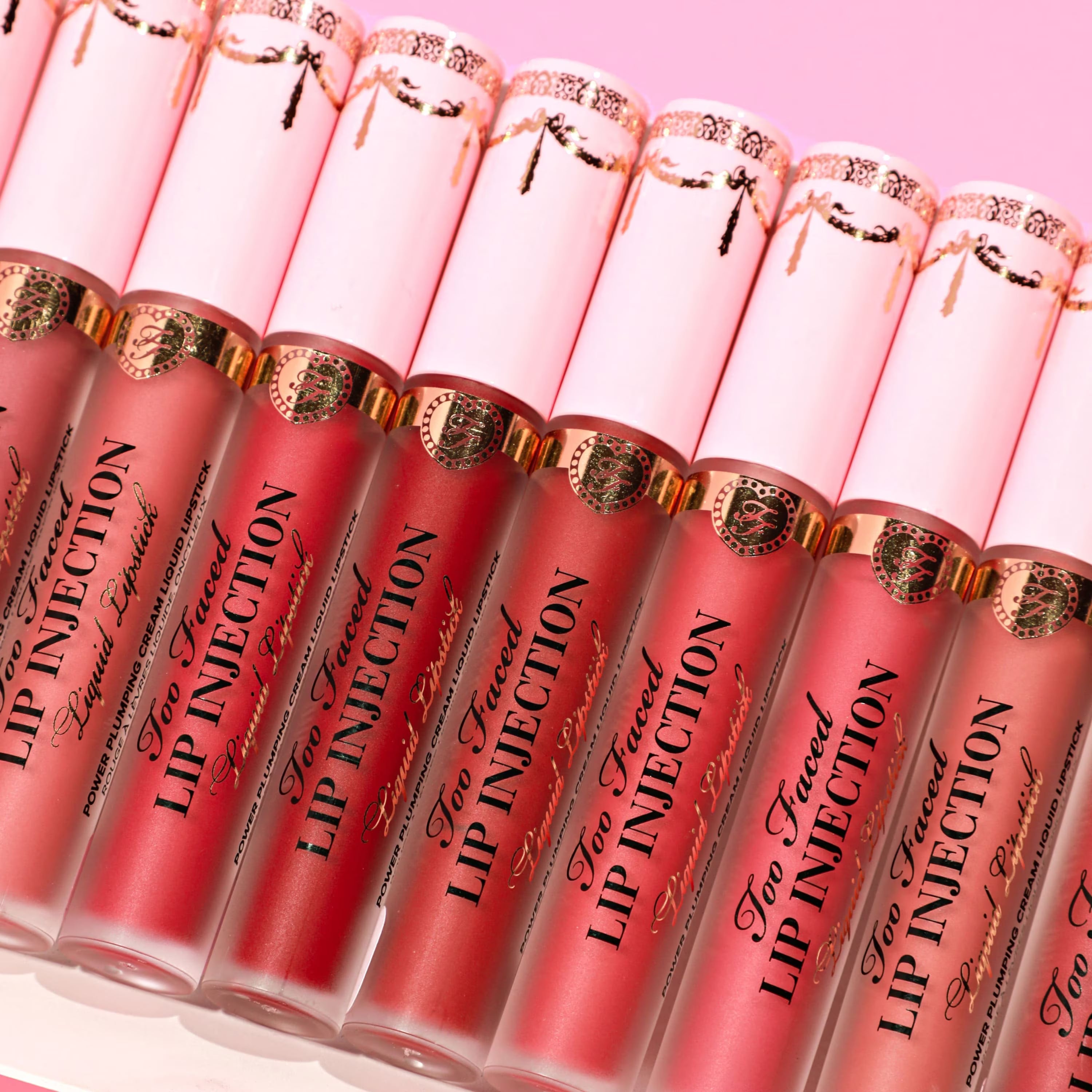 Too Faced Lip Injection Liquid Lipstick in Va Va Voom, unopened beauty product with sleek packaging and vibrant color.