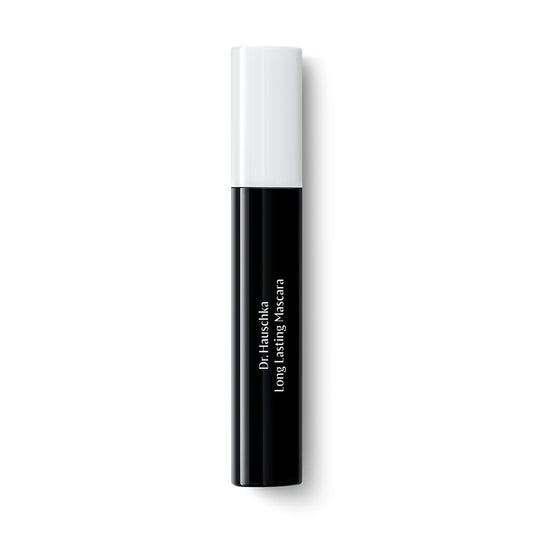 Dr. Hauschka Long Lasting Mascara in brown, unopened beauty product with sleek container and wand applicator.