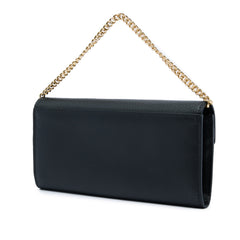 Smooth and Grained Calfskin Vitello King Cruise FF Diamonds Continental Envelope Wallet On Chain Black - Lab Luxury Resale