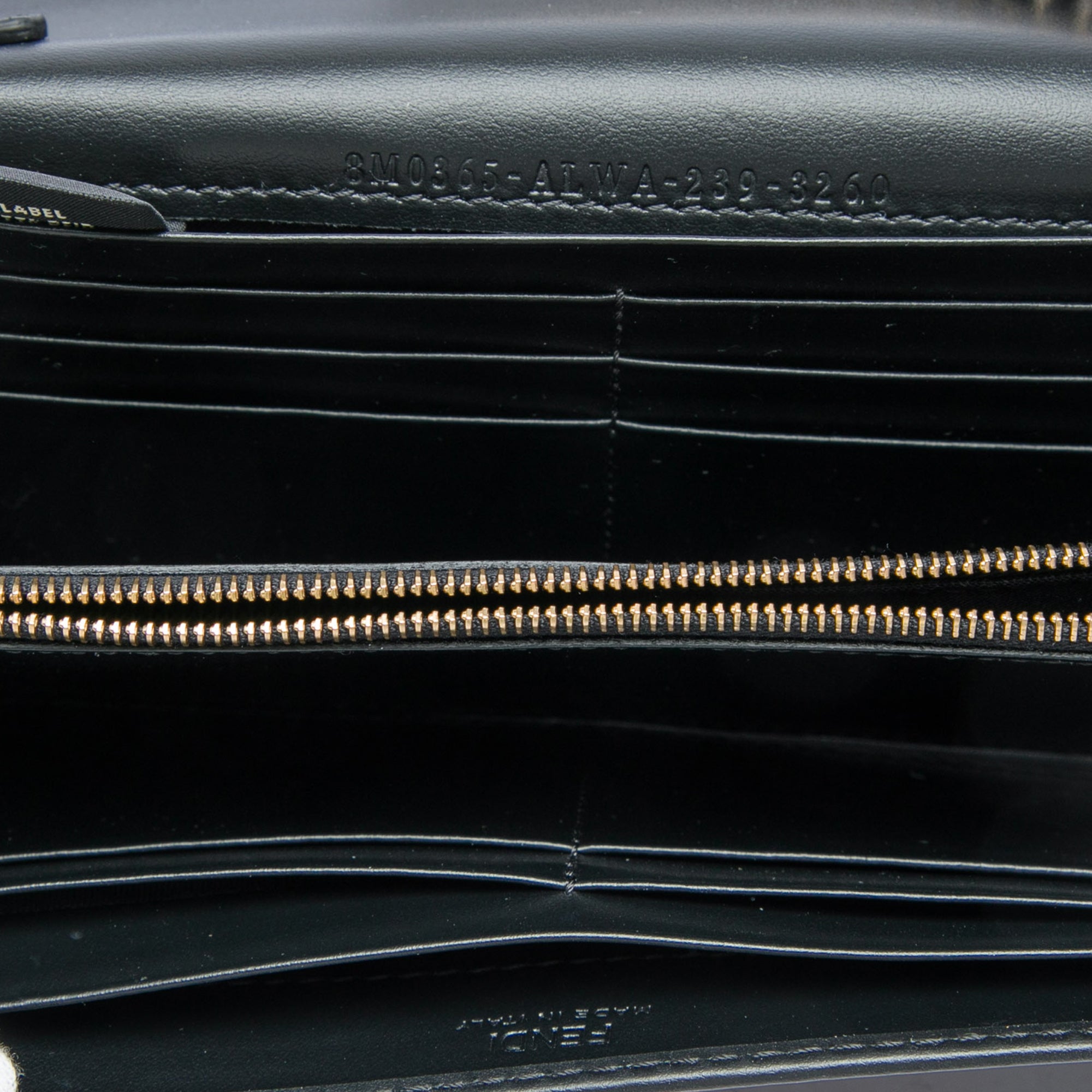 Smooth and Grained Calfskin Vitello King Cruise FF Diamonds Continental Envelope Wallet On Chain Black - Lab Luxury Resale