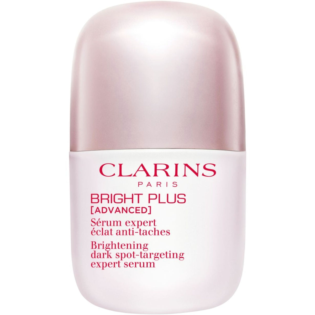Clarins Bright Plus Advanced Serum 30ml bottle, shown with sleek packaging, ideal for brightening and skin radiance.