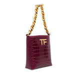 Mini Croc-Embossed Chain Bucket Bag Purple - Lab Luxury Resale