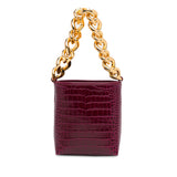 Mini Croc-Embossed Chain Bucket Bag Purple - Lab Luxury Resale