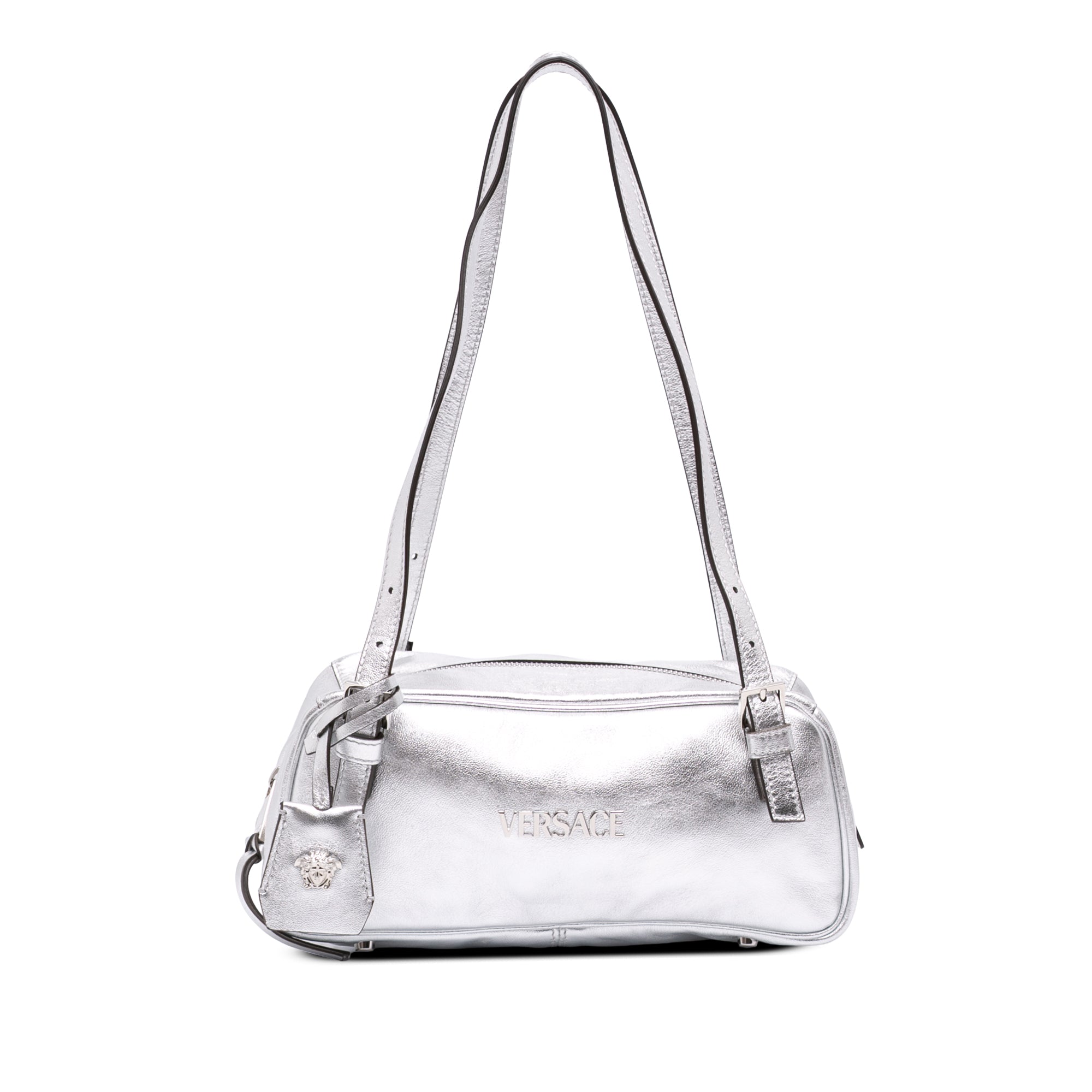 Metallic Leather Tag Bowling Bag Silver - Lab Luxury Resale