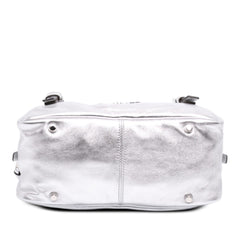Metallic Leather Tag Bowling Bag Silver - Lab Luxury Resale
